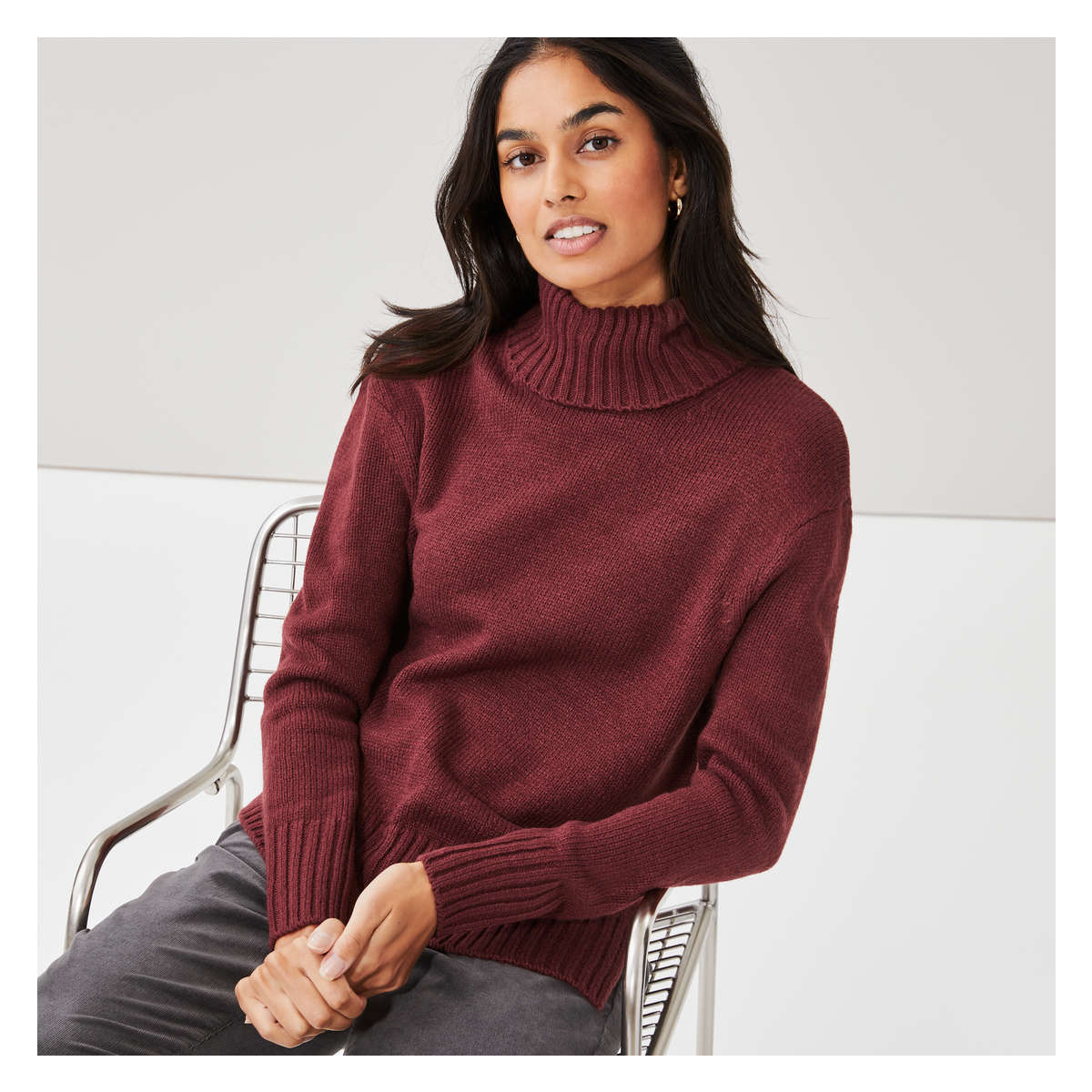 Burgundy turtleneck shop sweater women's